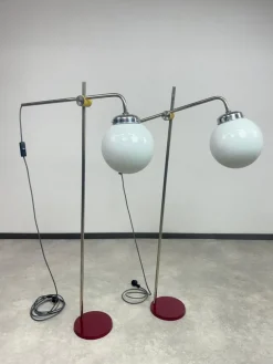 Pamono Mid-Century Modern Chrome Floor Lamps, 1950s, Set of 2><noscript><img width=