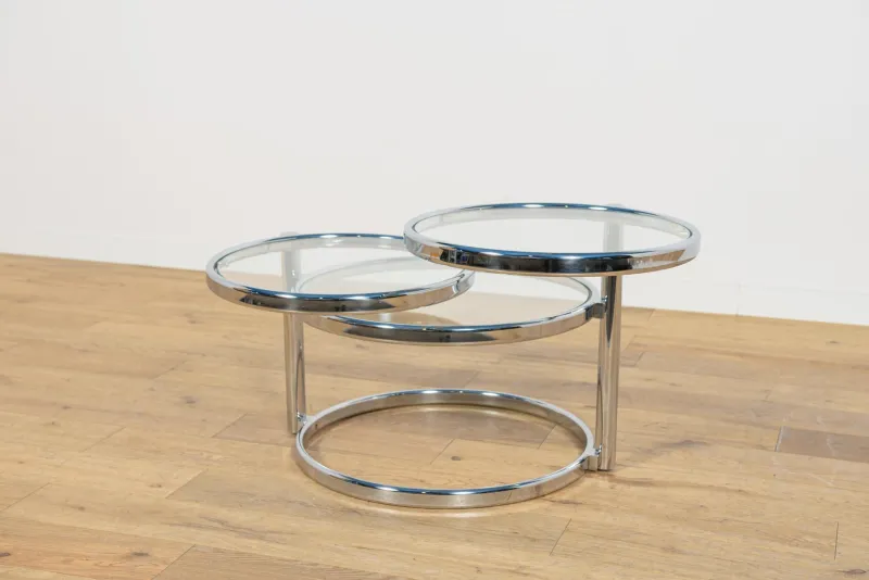 Pamono Mid-Century Modern Chrome and Glass Coffee Table by Milo Baughman, 1970s> Coffee & Side Tables