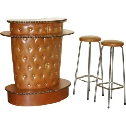 New Pamono Mid-Century Modern Clad Home Cocktail Bar and Stools, Set of 3