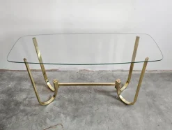 Pamono Mid-Century Modern Console Table in Galvanized Aluminum with Glass Top, 1970s><noscript><img width=