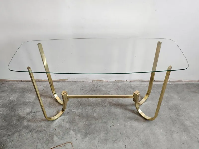 Pamono Mid-Century Modern Console Table in Galvanized Aluminum with Glass Top, 1970s> Console Tables
