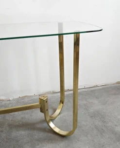 Pamono Mid-Century Modern Console Table in Galvanized Aluminum with Glass Top, 1970s><noscript><img width=