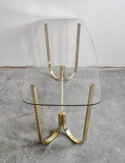 Pamono Mid-Century Modern Console Table in Galvanized Aluminum with Glass Top, 1970s><noscript><img width=