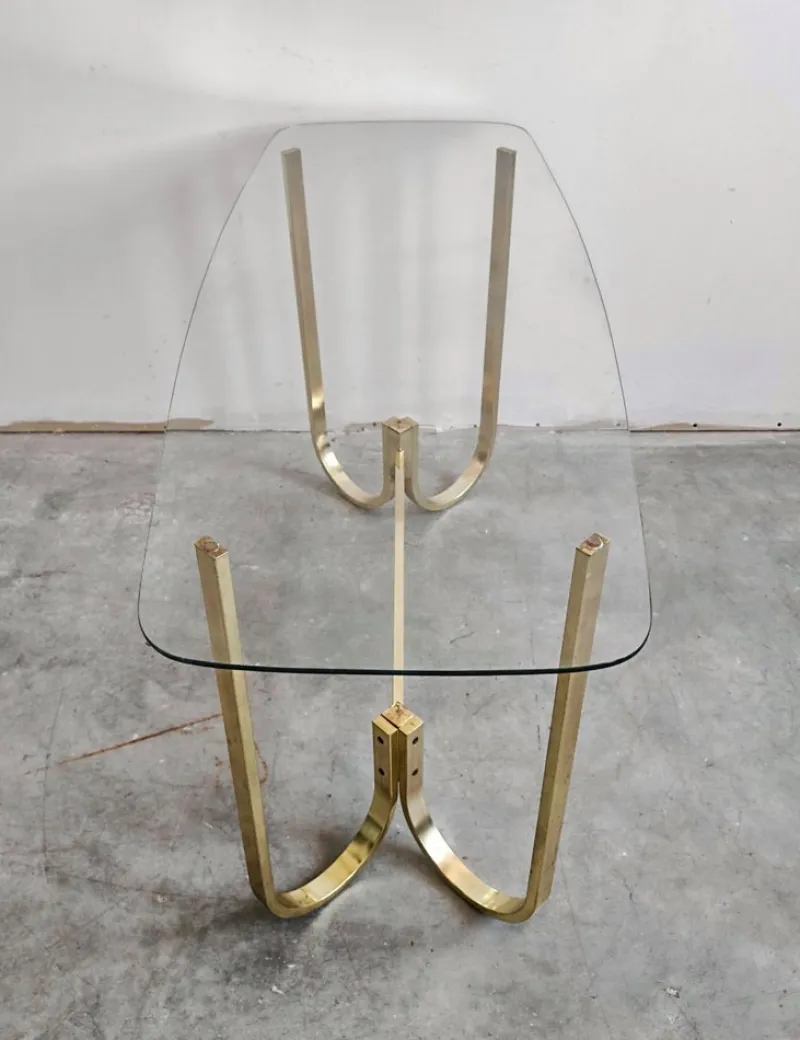 Pamono Mid-Century Modern Console Table in Galvanized Aluminum with Glass Top, 1970s> Console Tables
