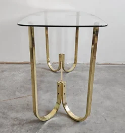 Pamono Mid-Century Modern Console Table in Galvanized Aluminum with Glass Top, 1970s><noscript><img width=