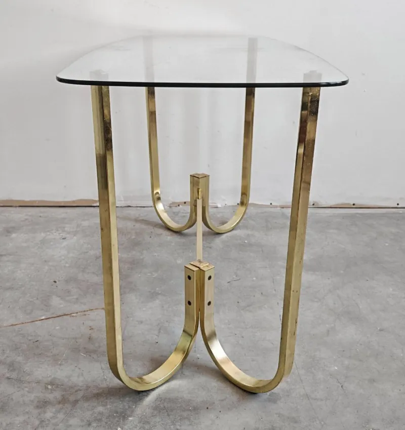 Pamono Mid-Century Modern Console Table in Galvanized Aluminum with Glass Top, 1970s> Console Tables