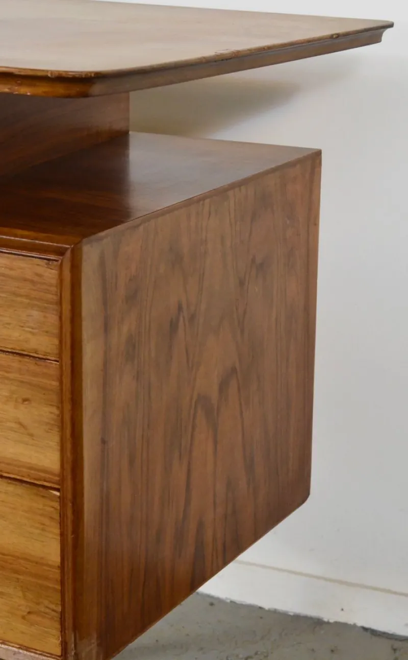 Outlet Pamono Mid-Century Modern Danish Walnut and Brass Desk by Alfred Cox, 1960s