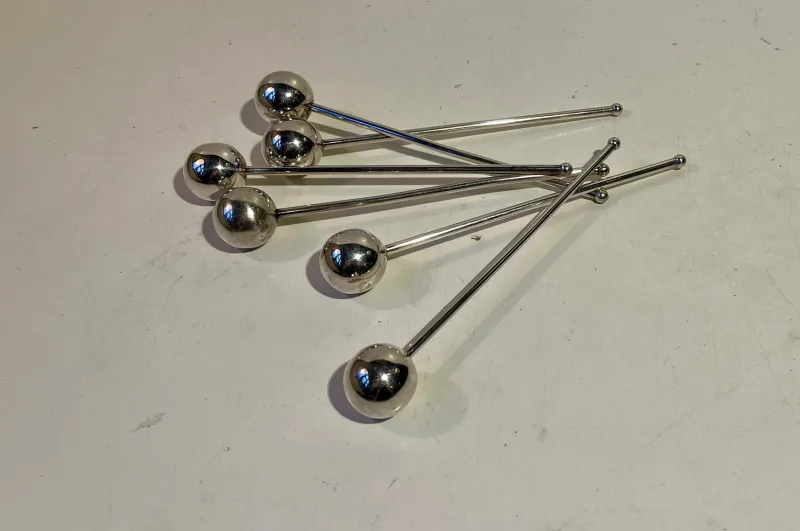 Pamono Mid-Century Modern Danish Drink Stirrers from Absa, 1960s, Set of 6> Cutlery & Serving Utensils