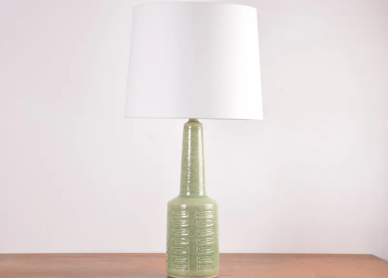 Online Pamono Mid-Century Modern Danish Green Glaze Ceramic Table Lamp with Shade from Palshus, 1960s