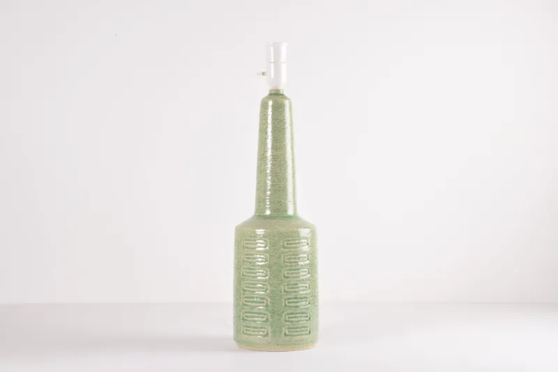 Online Pamono Mid-Century Modern Danish Green Glaze Ceramic Table Lamp with Shade from Palshus, 1960s