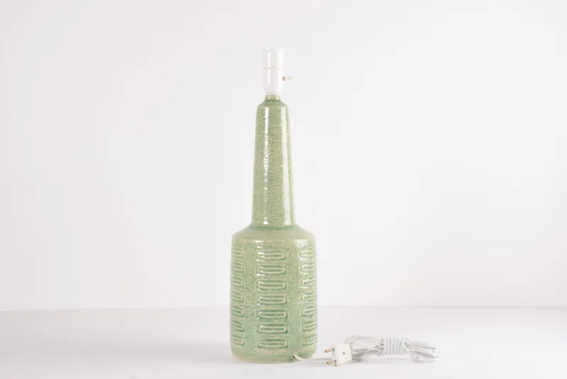 Online Pamono Mid-Century Modern Danish Green Glaze Ceramic Table Lamp with Shade from Palshus, 1960s