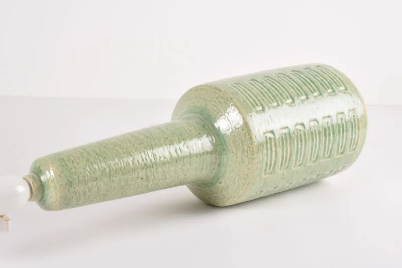 Online Pamono Mid-Century Modern Danish Green Glaze Ceramic Table Lamp with Shade from Palshus, 1960s