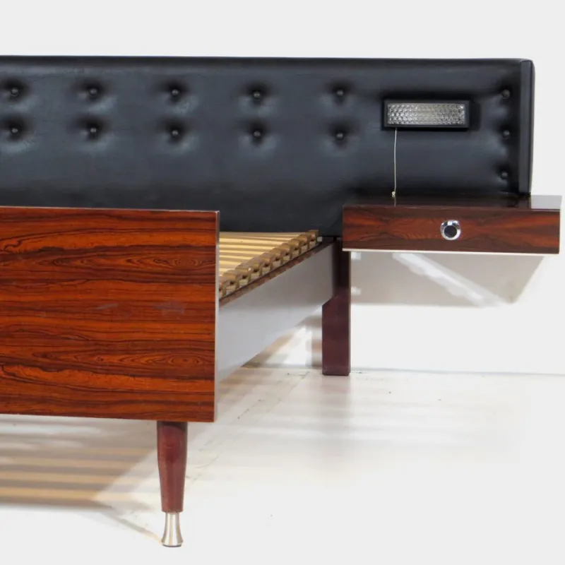 Sale Pamono Mid-Century Modern Double Bed Bedroom Set with Floating Nightstands and Lighting, 1960s