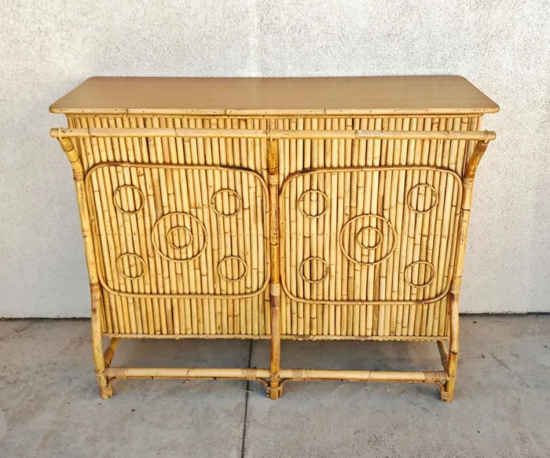 Hot Pamono Mid-Century Modern Dry Bar in Bamboo by Tito Agnoli, 1950s