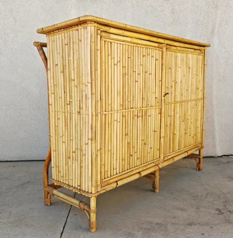 Hot Pamono Mid-Century Modern Dry Bar in Bamboo by Tito Agnoli, 1950s