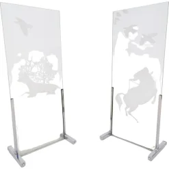 Pamono Mid-Century Modern Engraved Glass Panels, 1950s, Set of 2