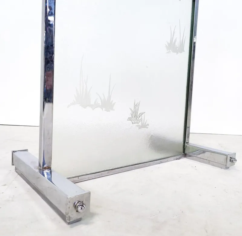Pamono Mid-Century Modern Engraved Glass Panels, 1950s, Set of 2