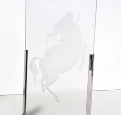 Pamono Mid-Century Modern Engraved Glass Panels, 1950s, Set of 2