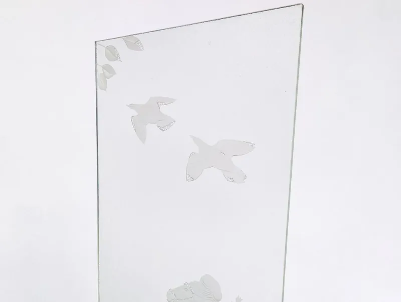 Pamono Mid-Century Modern Engraved Glass Panels, 1950s, Set of 2