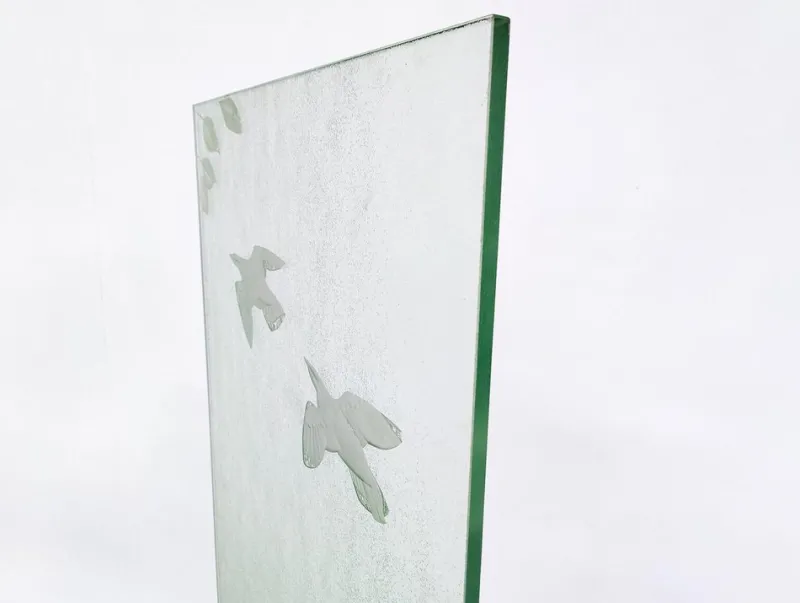 Pamono Mid-Century Modern Engraved Glass Panels, 1950s, Set of 2