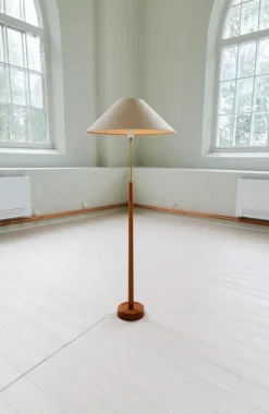 Pamono Mid-Century Modern Floor Lamp in Teak and Brass, 1960s> Floor Lamps