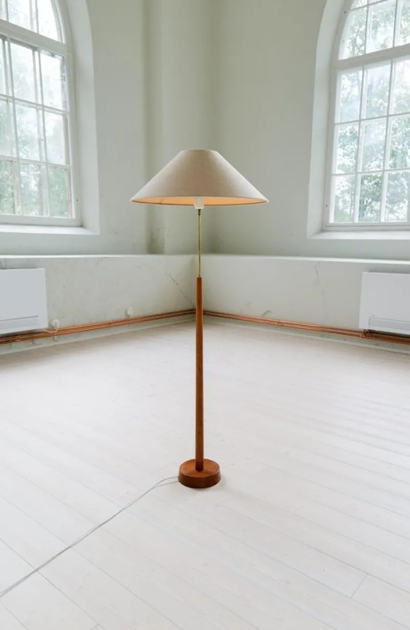 Pamono Mid-Century Modern Floor Lamp in Teak and Brass, 1960s> Floor Lamps