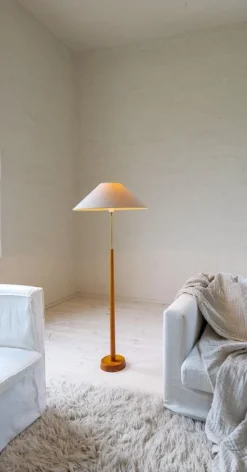 Pamono Mid-Century Modern Floor Lamp in Teak and Brass, 1960s><noscript><img width=