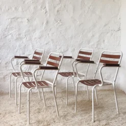 Pamono Mid-Century Modern French Stackable Garden Chairs, 1950s, Set of 4
