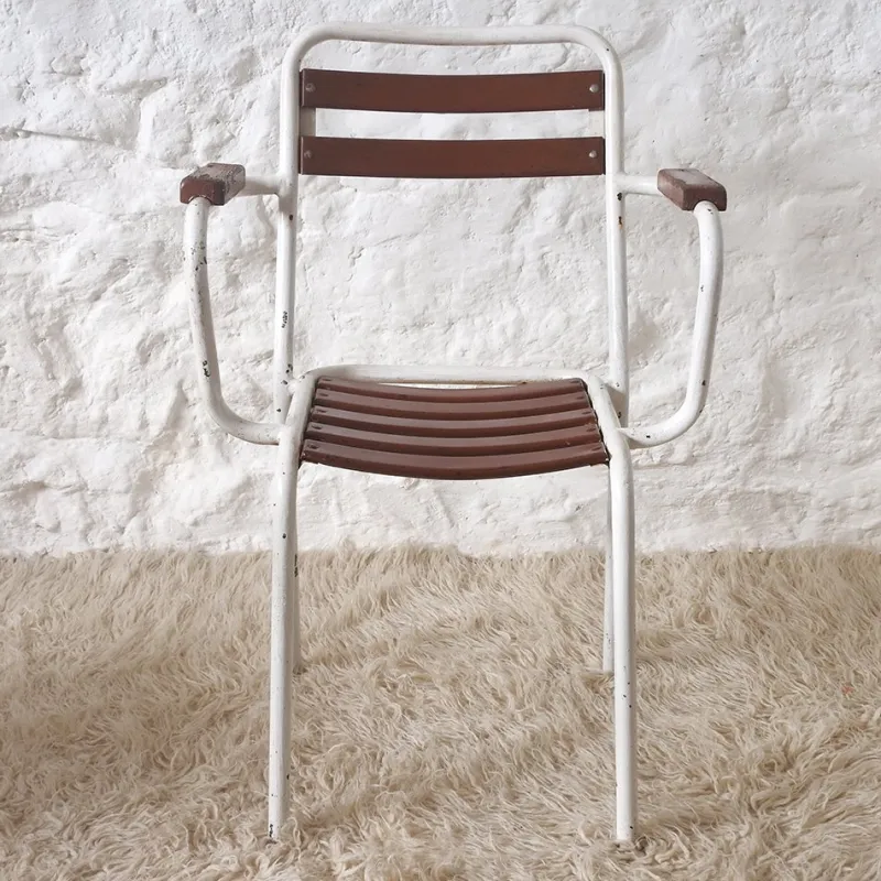 Pamono Mid-Century Modern French Stackable Garden Chairs, 1950s, Set of 4