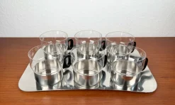 Pamono Mid-Century Modern German Tea Glasses and Tray from WMF, 1960s, Set of 7><noscript><img width=