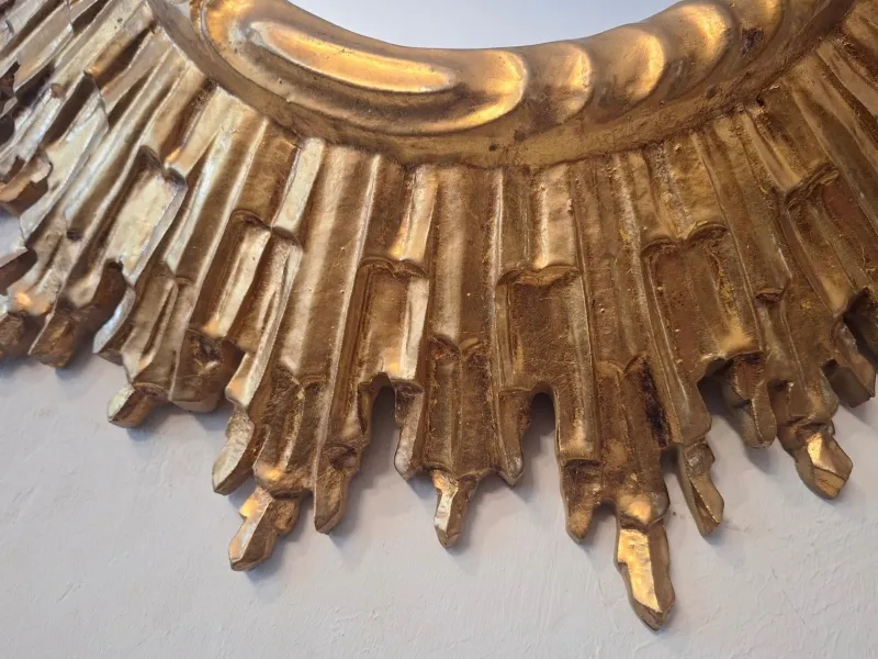 Pamono Mid-Century Modern Gilded Sunburst Wall Mirror, 1960s> Mirrors