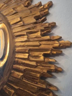 Pamono Mid-Century Modern Gilded Sunburst Wall Mirror, 1960s><noscript><img width=