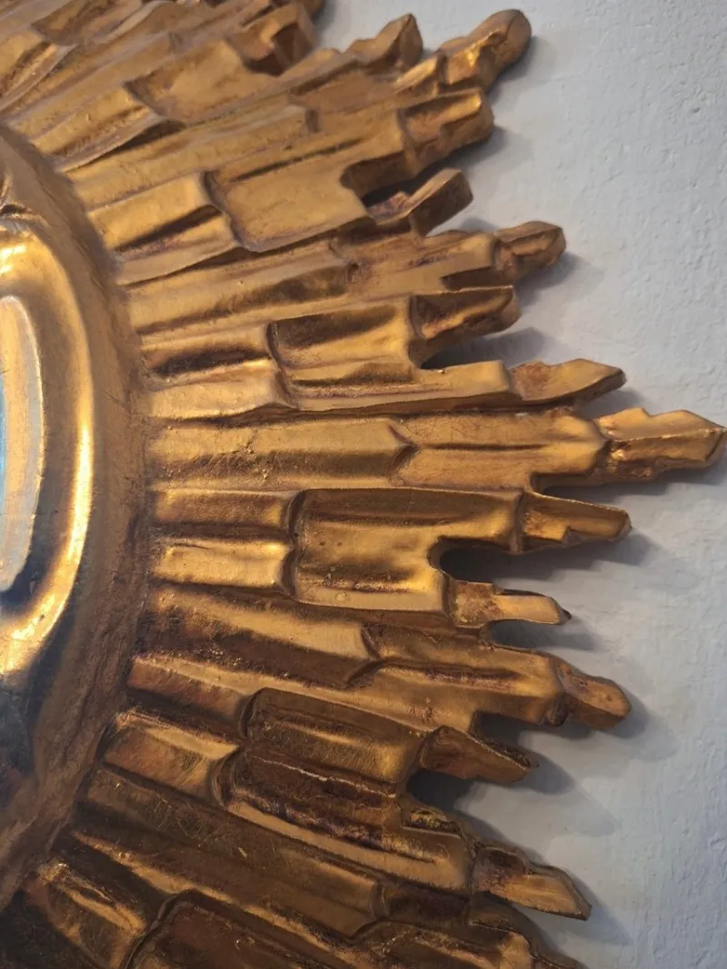 Pamono Mid-Century Modern Gilded Sunburst Wall Mirror, 1960s> Mirrors