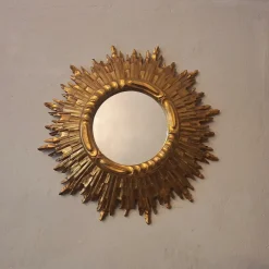 Pamono Mid-Century Modern Gilded Sunburst Wall Mirror, 1960s><noscript><img width=