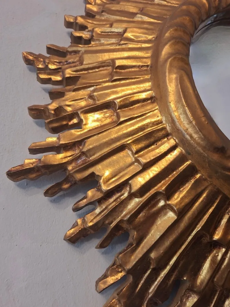 Pamono Mid-Century Modern Gilded Sunburst Wall Mirror, 1960s> Mirrors