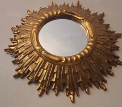 Pamono Mid-Century Modern Gilded Sunburst Wall Mirror, 1960s><noscript><img width=