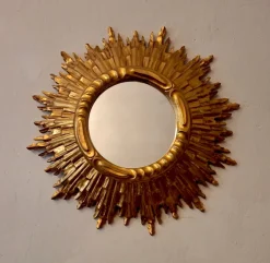 Pamono Mid-Century Modern Gilded Sunburst Wall Mirror, 1960s><noscript><img width=