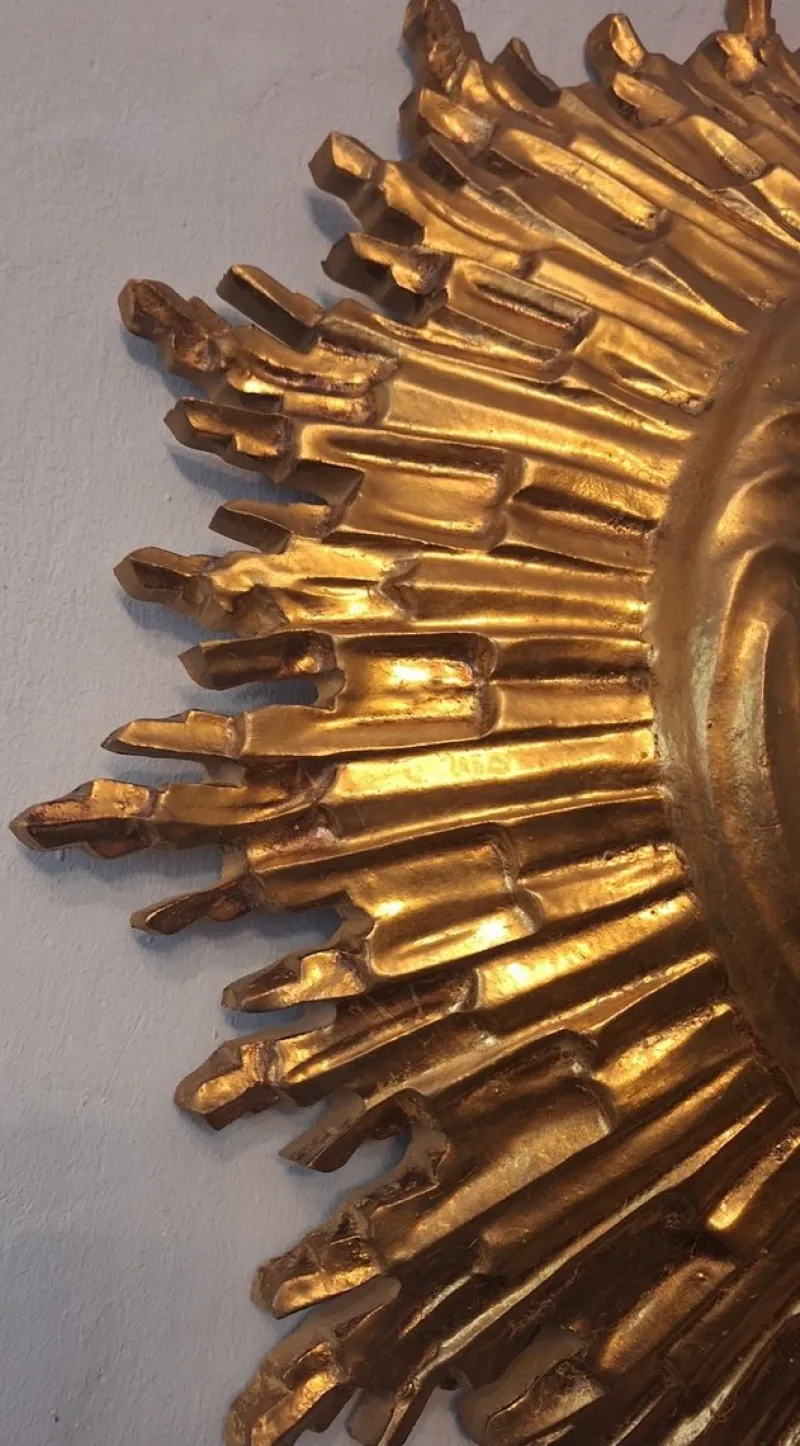 Pamono Mid-Century Modern Gilded Sunburst Wall Mirror, 1960s> Mirrors