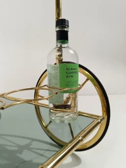 Pamono Mid-Century Modern Gilded Brass Faux Bamboo Bar Cart with Removable Tray Top, 1970s><noscript><img width=