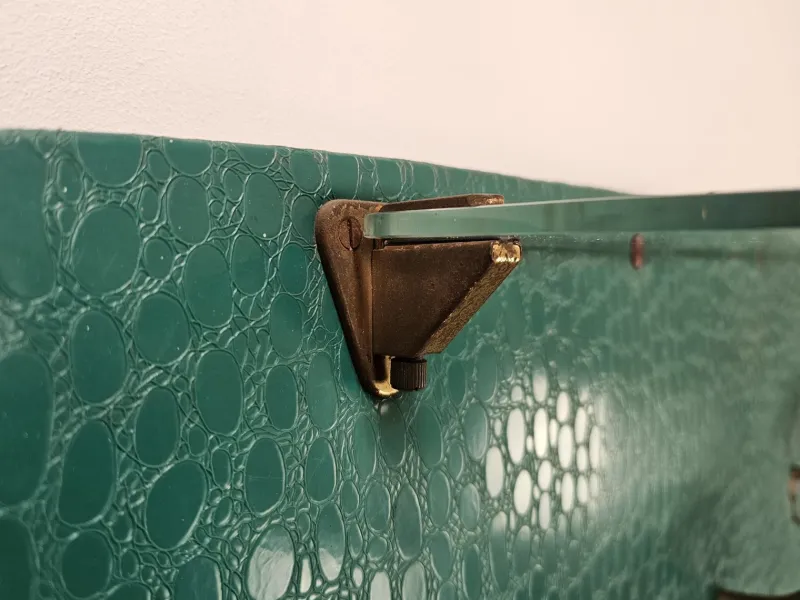 Pamono Mid-Century Modern Green Skai Coat Stand with Brass Hangers, 1950> Racks, Hooks & Valets
