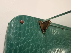 Pamono Mid-Century Modern Green Skai Coat Stand with Brass Hangers, 1950><noscript><img width=
