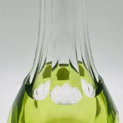 Pamono Mid-Century Modern Hand-Blown Green Cut-to-Clear Crystal Osram Decanter with Stopper from Val St. Lambert, 1950s><noscript><img width=