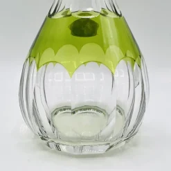 Pamono Mid-Century Modern Hand-Blown Green Cut-to-Clear Crystal Osram Decanter with Stopper from Val St. Lambert, 1950s><noscript><img width=