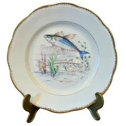 Online Pamono Mid-Century Modern Hand-Painted Fish Service by S.F.P. for Limoges, 1950, Set of 13