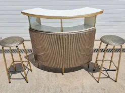 Pamono Mid-Century Modern Home Cocktail Bar with Bar Stools and Mirror, England, 1960s, Set of 4> Cabinets & Wardrobes