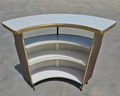 Pamono Mid-Century Modern Home Cocktail Bar with Bar Stools and Mirror, England, 1960s, Set of 4><noscript><img width=