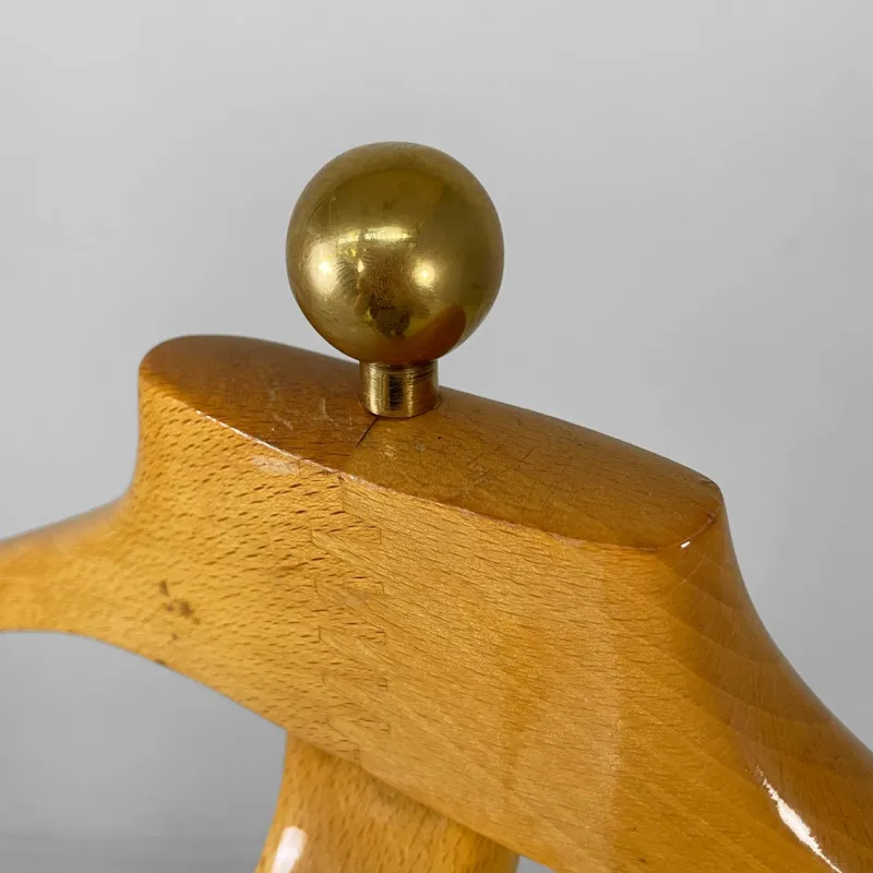 Pamono Mid-Century Modern Italian Wood and Brass Valet Stand from Fratelli Reguitti, 1960s> Racks, Hooks & Valets