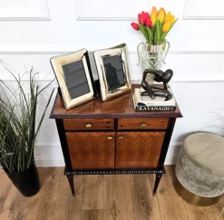 Clearance Pamono Mid-Century Modern Italian Wood and Brass Entryway Console Cabinet, 1960s