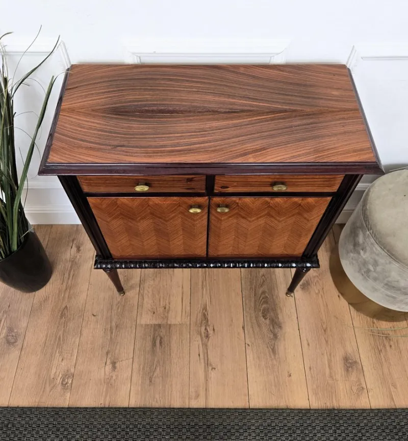 Clearance Pamono Mid-Century Modern Italian Wood and Brass Entryway Console Cabinet, 1960s