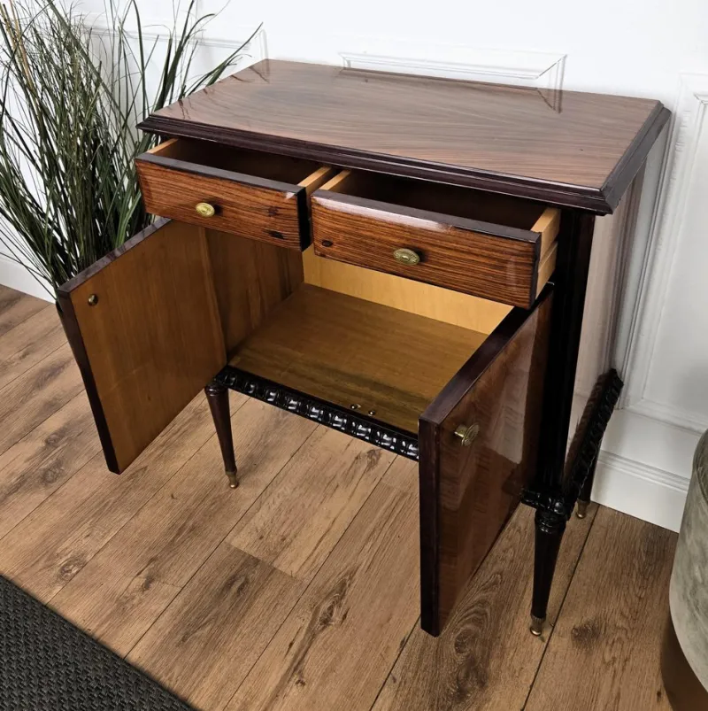Clearance Pamono Mid-Century Modern Italian Wood and Brass Entryway Console Cabinet, 1960s